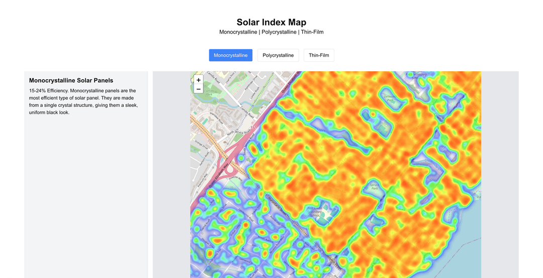 Solar Index Map: Mississauga Open Data Hackathon 4th place overall